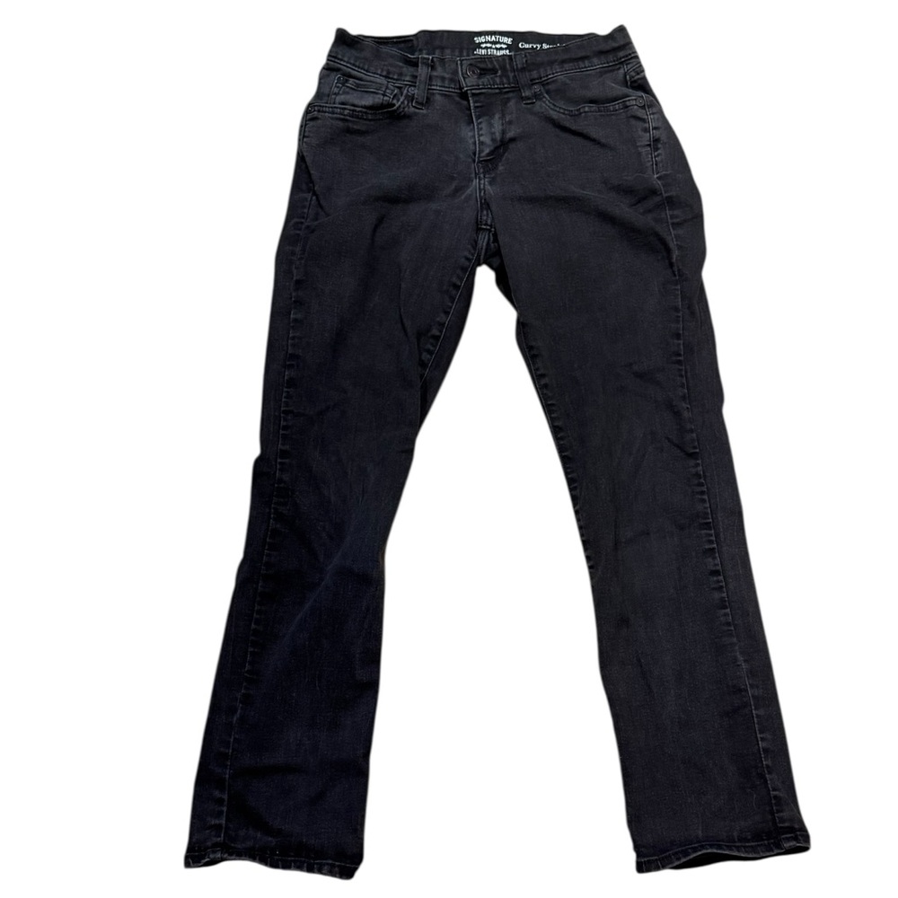 Signature by Levi Strauss Curvy Straight Jeans in Washed Black Size 6 Petite